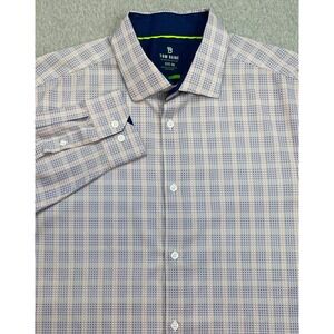 Tom Baine Shirt Mens XXL Plaid Performance Stretch‎ Slim Fit Button Up